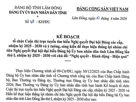 Cuộc thi trực tuyến tìm hiểu Nghị quyết Đại hội Đảng các cấp nhiệm kỳ 2025–2030