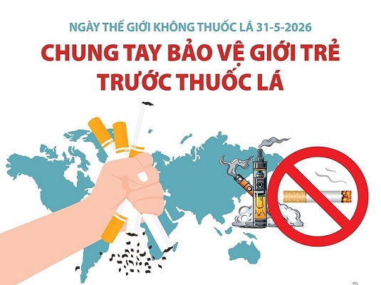 Ngày Thế giới không thuốc lá 31-5-2026: Tăng cường phòng, chống tác hại của thuốc lá Ngày Thế giới không thuốc lá 31-5-2026: Tăng cường phòng, chống tác hại của thuốc lá